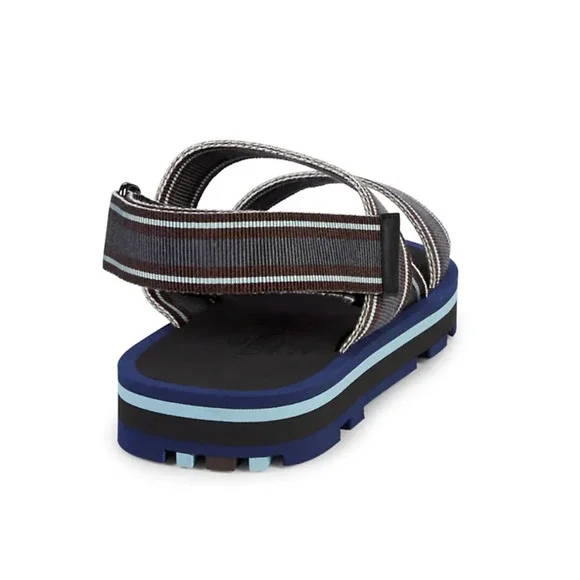 NIB $675 Valentino Grip-Tape Slingback Canvas Gray Sandals 8 US (41 Euro)